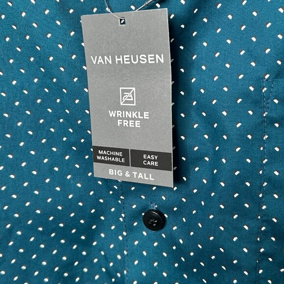Van Heusen Wrinkle Free Galactic 4XL Green & White Button Down NWTs - Picture 3 of 5